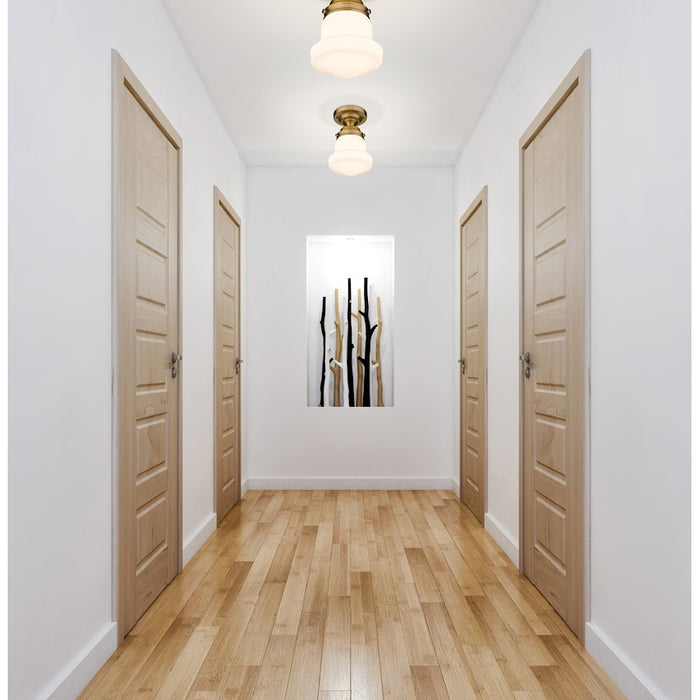 Z-Lite Vaughn 1 Light 9" Flush Mount, Heritage Brass/Matte Opal
