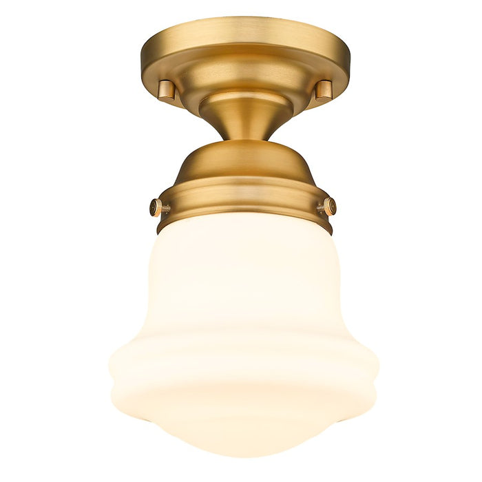 Z-Lite Vaughn 1 Light 9" Flush Mount, Heritage Brass/Matte Opal