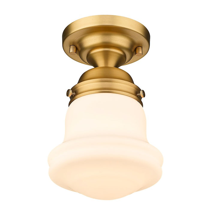 Z-Lite Vaughn 1 Light 9" Flush Mount, Heritage Brass/Matte Opal