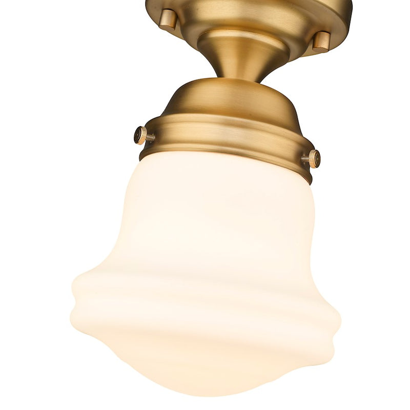 Z-Lite Vaughn 1 Light 9" Flush Mount, Heritage Brass/Matte Opal