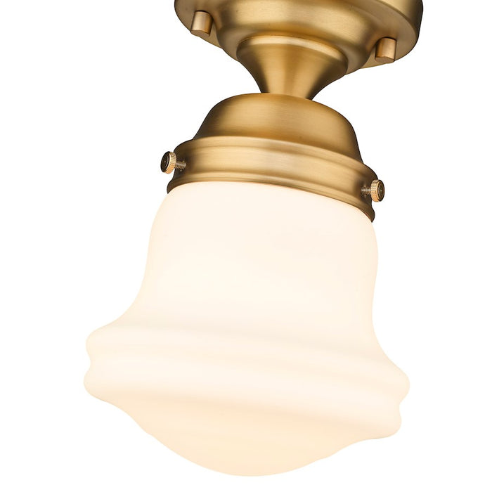 Z-Lite Vaughn 1 Light 9" Flush Mount, Heritage Brass/Matte Opal