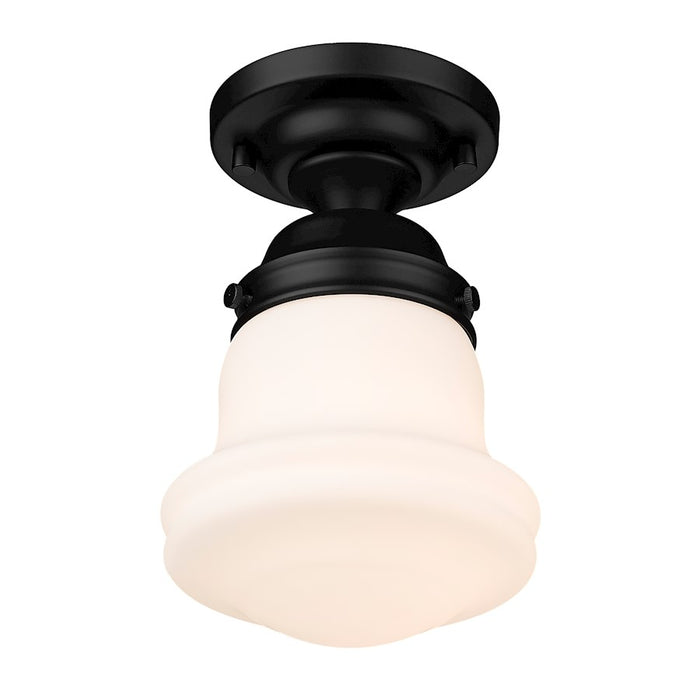 Z-Lite Vaughn 1 Light 9" Flush Mount, Matte Black/Matte Opal
