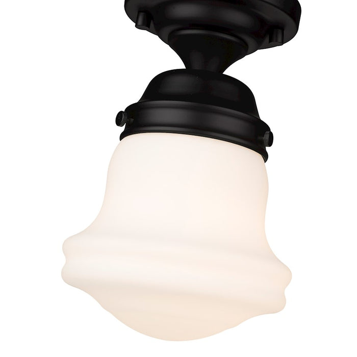 Z-Lite Vaughn 1 Light 9" Flush Mount, Matte Black/Matte Opal