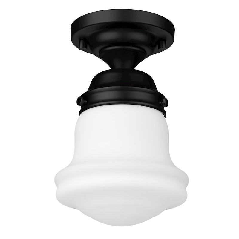 Z-Lite Vaughn 1 Light 9" Flush Mount, Matte Black/Matte Opal