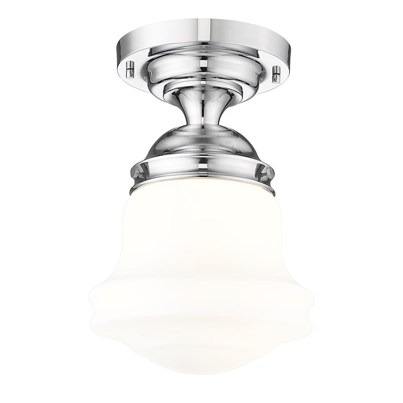 Z-Lite Vaughn 1 Light 11" Flush Mount, Chrome/Matte Opal