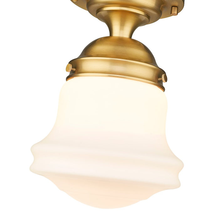 Z-Lite Vaughn 1 Light 16" Flush Mount, Heritage Brass/Matte Opal