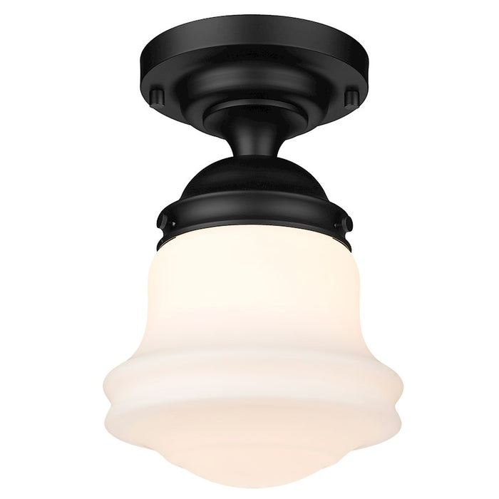 Z-Lite Vaughn 1 Light 16" Flush Mount, Matte Black/Matte Opal