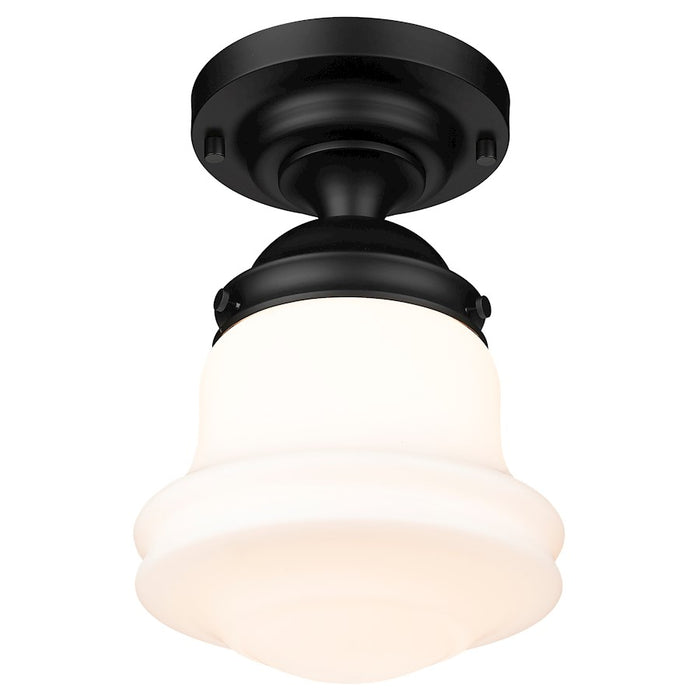 Z-Lite Vaughn 1 Light 16" Flush Mount, Matte Black/Matte Opal