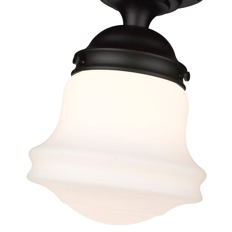 Z-Lite Vaughn 1 Light 16" Flush Mount, Matte Black/Matte Opal