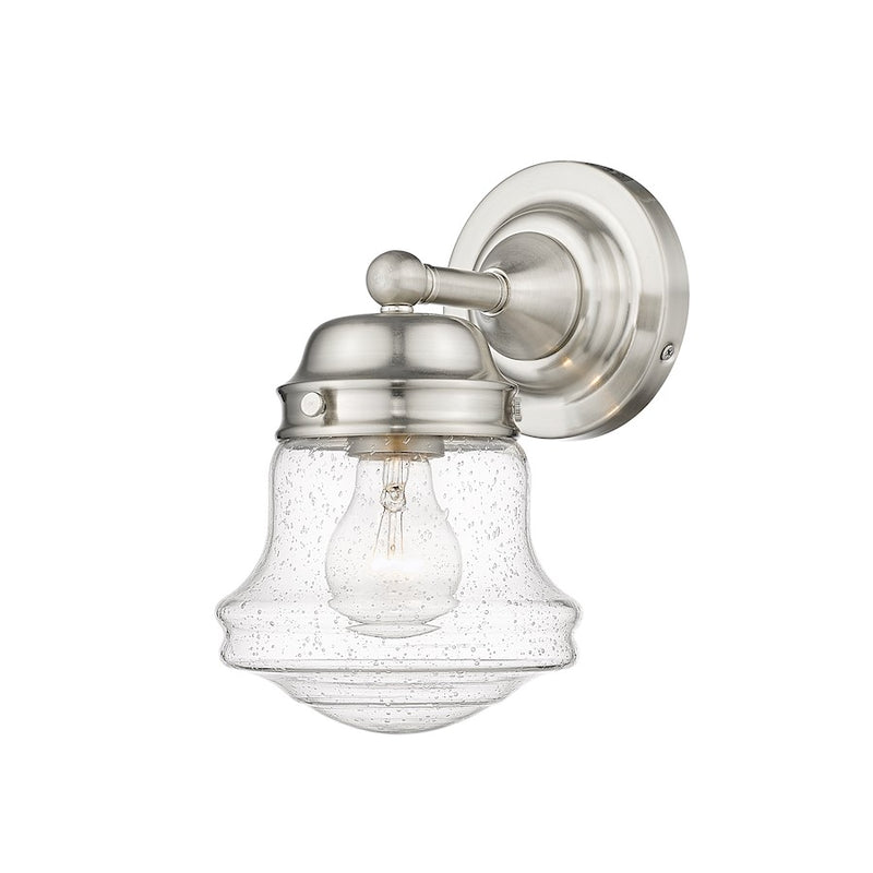 Z-Lite Vaughn 1 Light Wall Sconce, Brushed Nickel/Clear Seedy