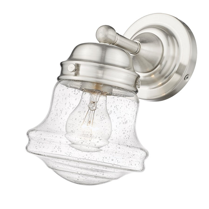 Z-Lite Vaughn 1 Light Wall Sconce, Brushed Nickel/Clear Seedy
