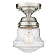 Z-Lite Vaughn 1 Light 9" Flush Mount, Brushed Nickel/Clear Seedy - 736F1-BN