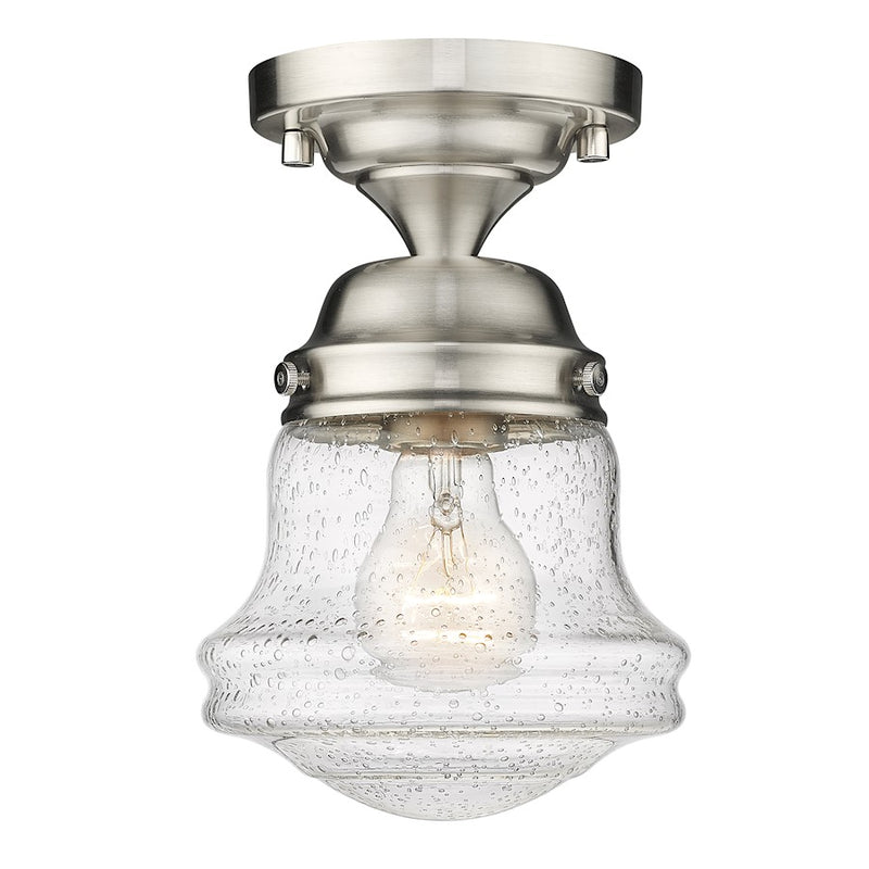 Z-Lite Vaughn 1 Light 9" Flush Mount, Brushed Nickel/Clear Seedy - 736F1-BN