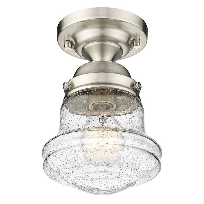 Z-Lite Vaughn 1 Light 9" Flush Mount, Brushed Nickel/Clear Seedy