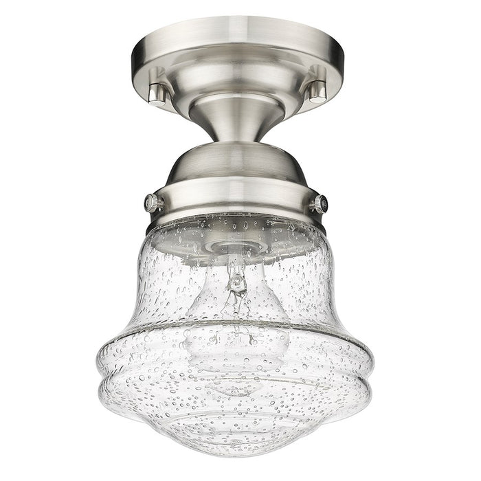 Z-Lite Vaughn 1 Light 9" Flush Mount, Brushed Nickel/Clear Seedy