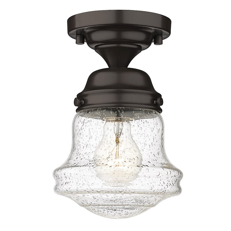 Z-Lite Vaughn 1 Light 9" Flush Mount, Bronze/Clear Seedy - 736F1-BRZ