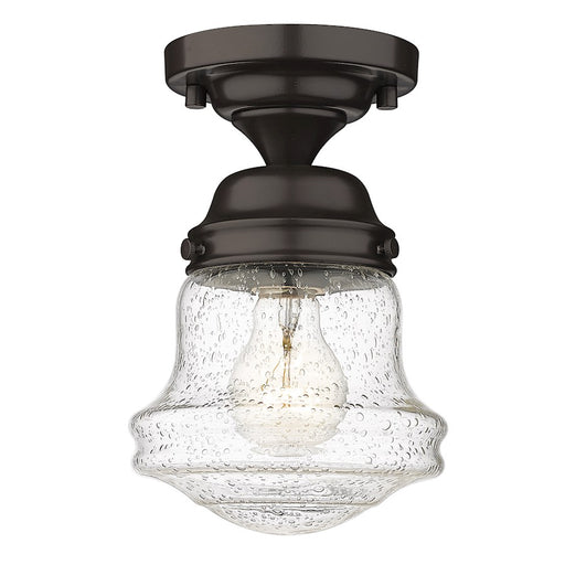 Z-Lite Vaughn 1 Light 9" Flush Mount, Bronze/Clear Seedy - 736F1-BRZ
