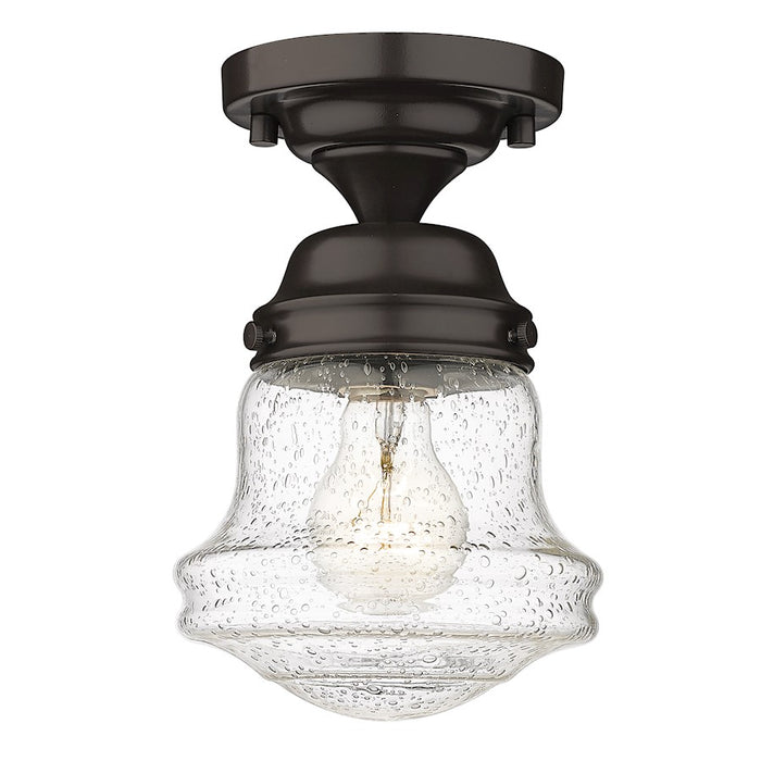 Z-Lite Vaughn 1 Light 9" Flush Mount, Bronze/Clear Seedy - 736F1-BRZ