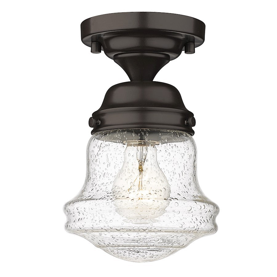 Z-Lite Vaughn 1 Light 9" Flush Mount, Bronze/Clear Seedy - 736F1-BRZ