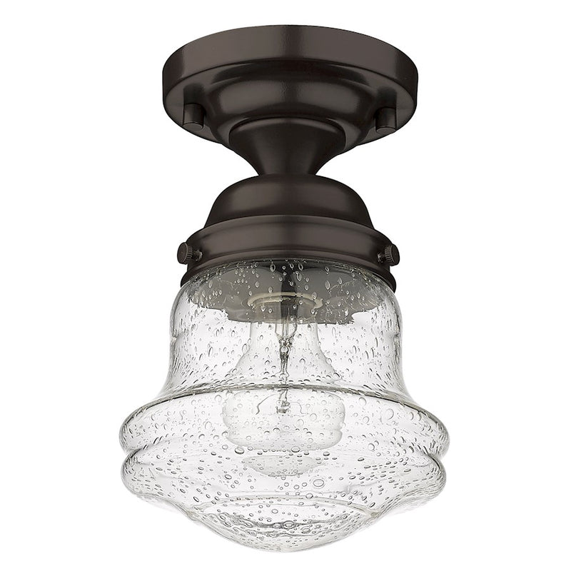 Z-Lite Vaughn 1 Light 9" Flush Mount, Bronze/Clear Seedy