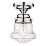 Z-Lite Vaughn 1 Light 9" Flush Mount, Chrome/Clear Seedy - 736F1-CH
