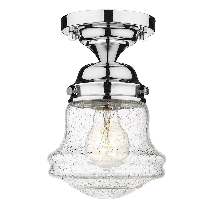 Z-Lite Vaughn 1 Light 9" Flush Mount, Chrome/Clear Seedy - 736F1-CH
