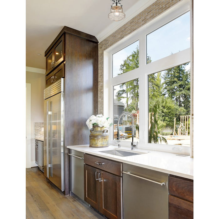 Z-Lite Vaughn 1 Light 9" Flush Mount, Chrome/Clear Seedy
