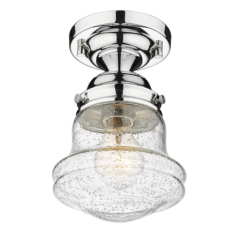 Z-Lite Vaughn 1 Light 9" Flush Mount, Chrome/Clear Seedy