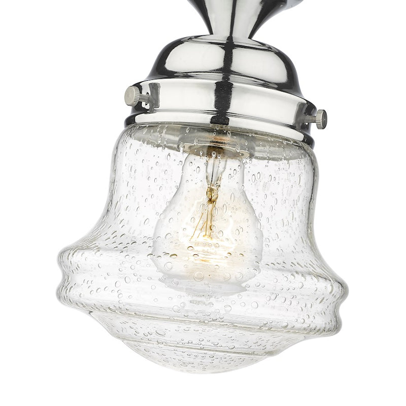 Z-Lite Vaughn 1 Light 9" Flush Mount, Chrome/Clear Seedy