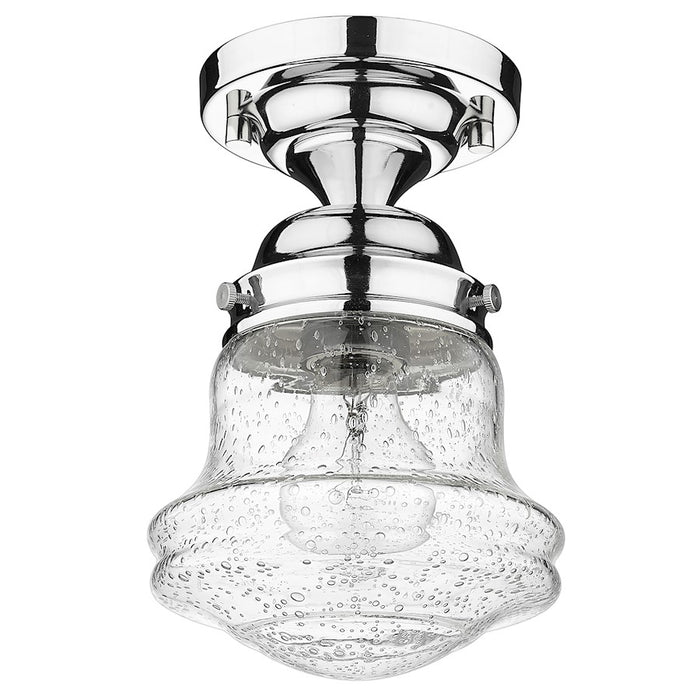 Z-Lite Vaughn 1 Light 9" Flush Mount, Chrome/Clear Seedy