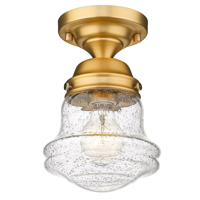 Z-Lite Vaughn 1 Light 9" Flush Mount, Heritage Brass/Clear Seedy