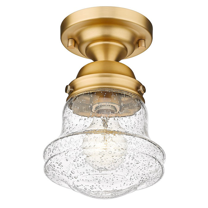 Z-Lite Vaughn 1 Light 9" Flush Mount, Heritage Brass/Clear Seedy
