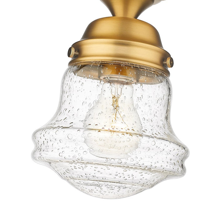 Z-Lite Vaughn 1 Light 9" Flush Mount, Heritage Brass/Clear Seedy