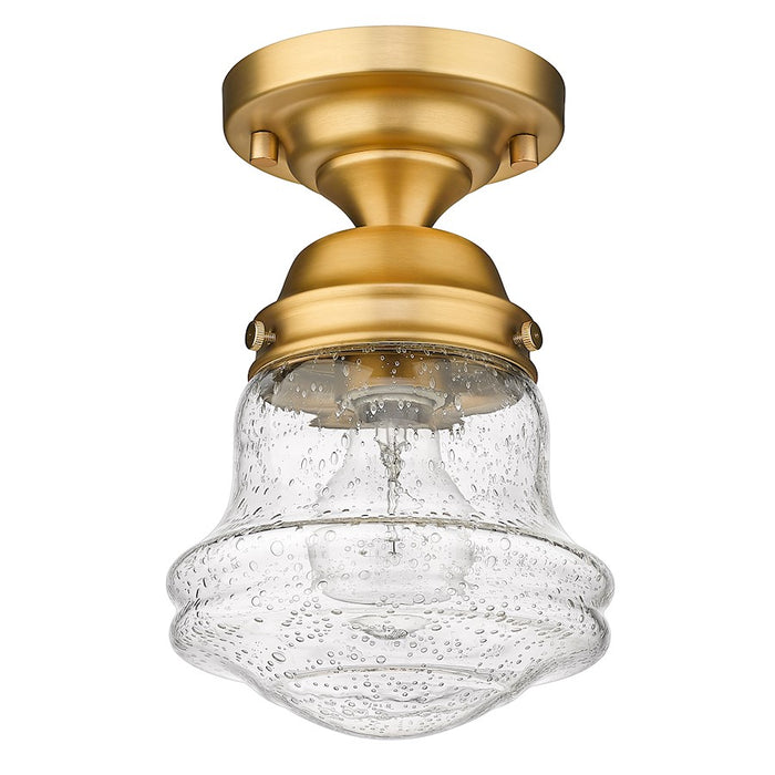 Z-Lite Vaughn 1 Light 9" Flush Mount, Heritage Brass/Clear Seedy