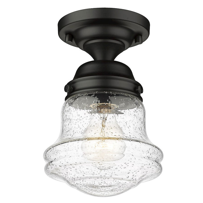 Z-Lite Vaughn 1 Light 9" Flush Mount, Matte Black/Clear Seedy