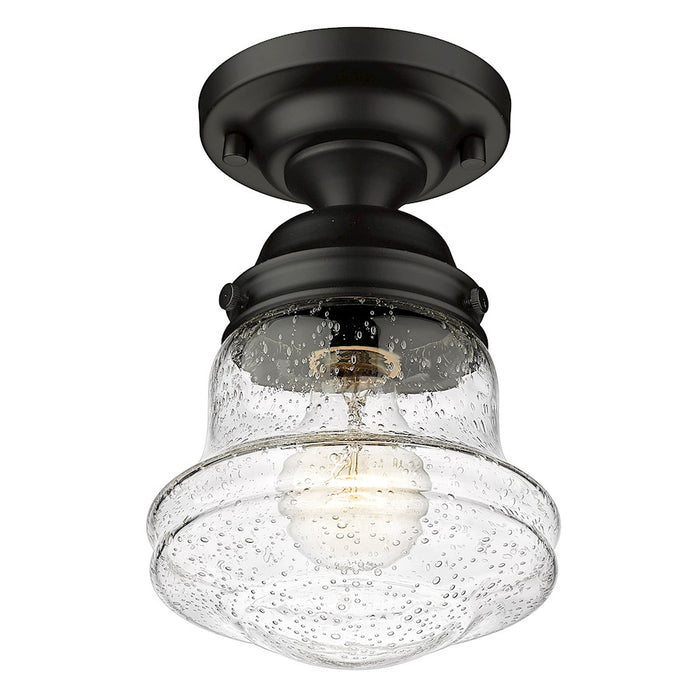 Z-Lite Vaughn 1 Light 9" Flush Mount, Matte Black/Clear Seedy