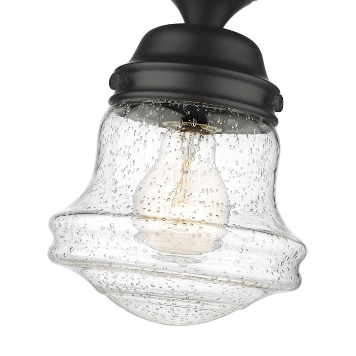Z-Lite Vaughn 1 Light 9" Flush Mount, Matte Black/Clear Seedy