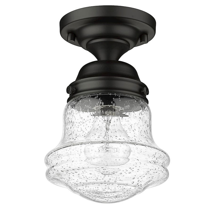 Z-Lite Vaughn 1 Light 9" Flush Mount, Matte Black/Clear Seedy