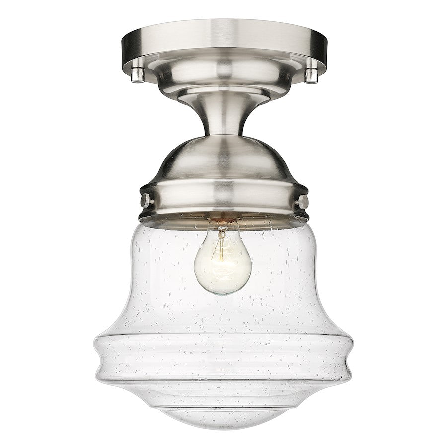 Z-Lite Vaughn 1 Light 16" Flush Mount, Brushed Nickel/Clear Seedy - 736F10-BN