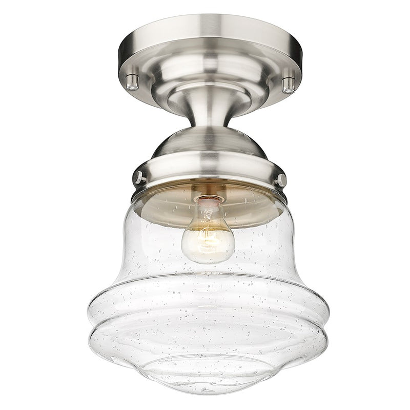 Z-Lite Vaughn 1 Light 16" Flush Mount, Brushed Nickel/Clear Seedy