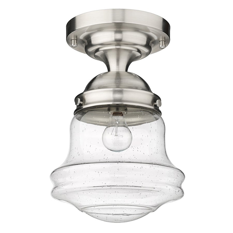 Z-Lite Vaughn 1 Light 16" Flush Mount, Brushed Nickel/Clear Seedy
