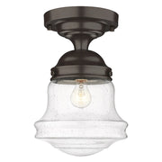 Z-Lite Vaughn 1 Light 16" Flush Mount, Bronze/Clear Seedy - 736F10-BRZ