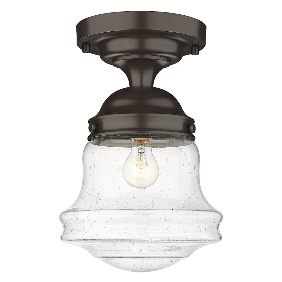 Z-Lite Vaughn 1 Light 16" Flush Mount, Bronze/Clear Seedy - 736F10-BRZ
