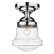 Z-Lite Vaughn 1 Light 16" Flush Mount, Chrome/Clear Seedy - 736F10-CH