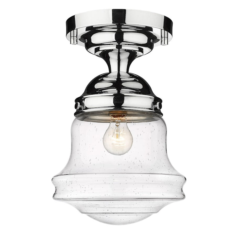 Z-Lite Vaughn 1 Light 16" Flush Mount, Chrome/Clear Seedy - 736F10-CH