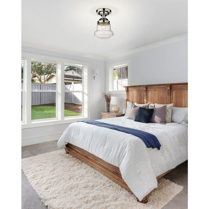 Z-Lite Vaughn 1 Light 16" Flush Mount, Chrome/Clear Seedy