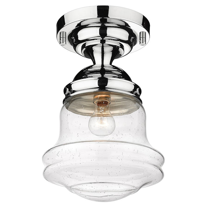 Z-Lite Vaughn 1 Light 16" Flush Mount, Chrome/Clear Seedy