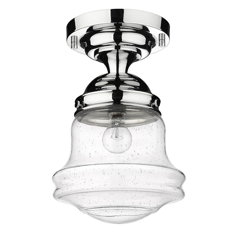 Z-Lite Vaughn 1 Light 16" Flush Mount, Chrome/Clear Seedy