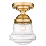 Z-Lite Vaughn 1 Light 16" Flush Mount, Heritage Brass/Clear Seedy - 736F10-HBR