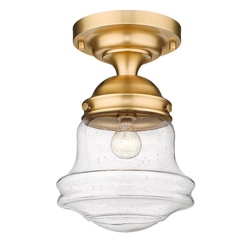 Z-Lite Vaughn 1 Light 16" Flush Mount, Heritage Brass/Clear Seedy